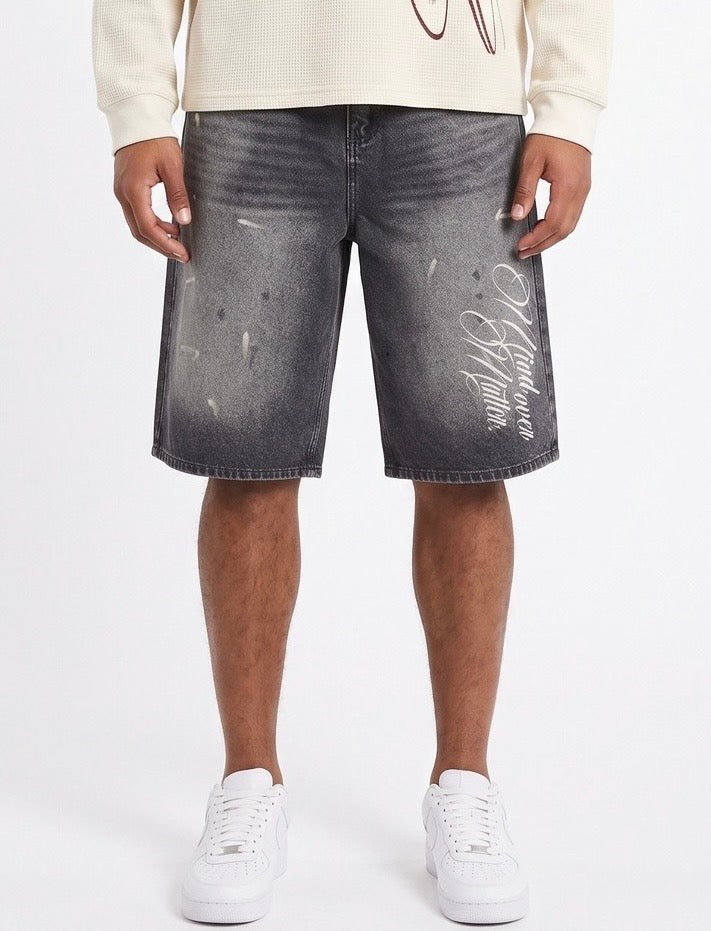 Men’s Vintage Wash Wide Leg Denim Shorts
