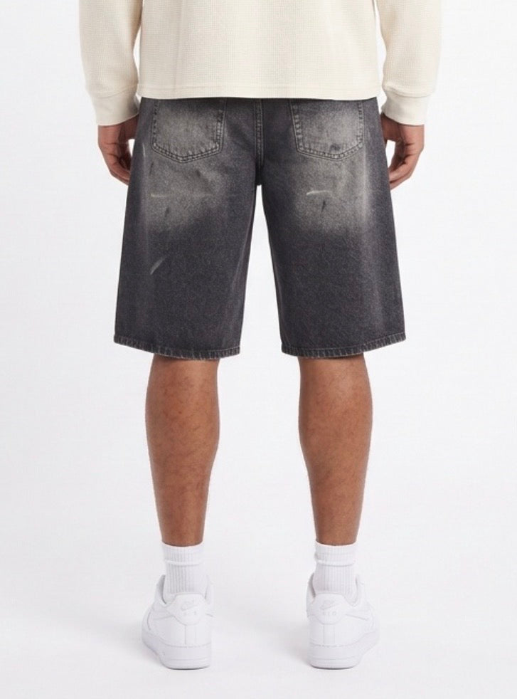 Men’s Vintage Wash Wide Leg Denim Shorts