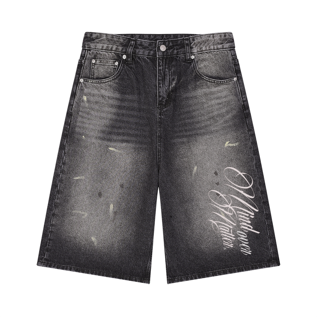 Men’s Vintage Wash Wide Leg Denim Shorts